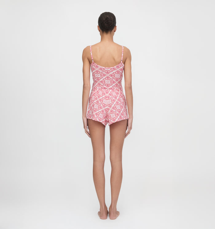 The Sadie Pointelle PJ Set - White Patchwork Doily Heart