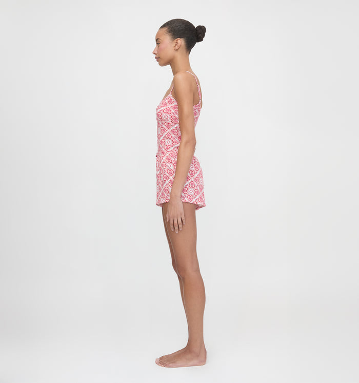 The Sadie Pointelle PJ Set - White Patchwork Doily Heart