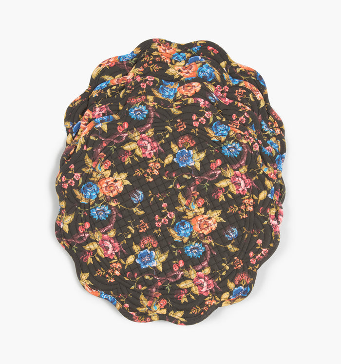 The Scallop Placemat Set -  Rambling Rose Chocolate