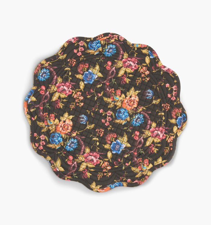 The Scallop Placemat Set -  Rambling Rose Chocolate