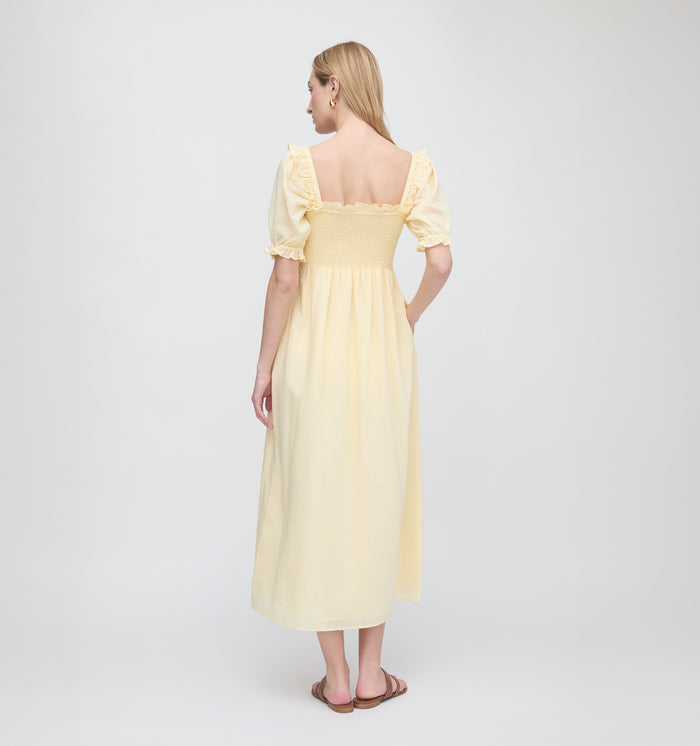 The Scarlett Nap Dress - Butter Yellow Tonal Seersucker