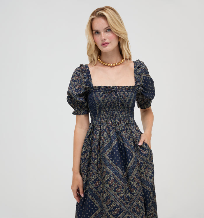 The Scarlett Nap Dress - Carnaby Scarf Navy