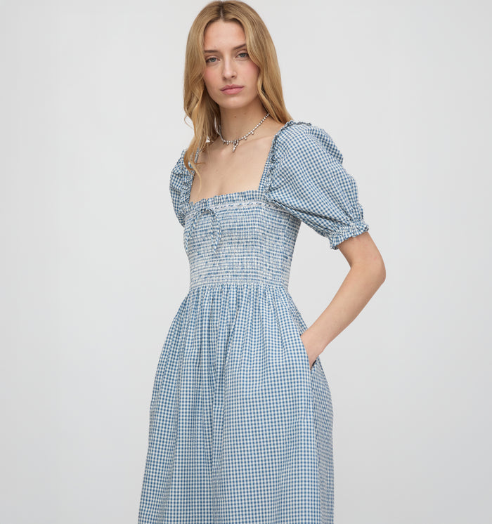 The Scarlett Nap Dress - Lagoon Gingham