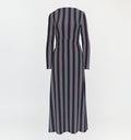 The Selene Dress in Black Cobalt Medallion Stripe color: Black Cobalt Medallion Stripe