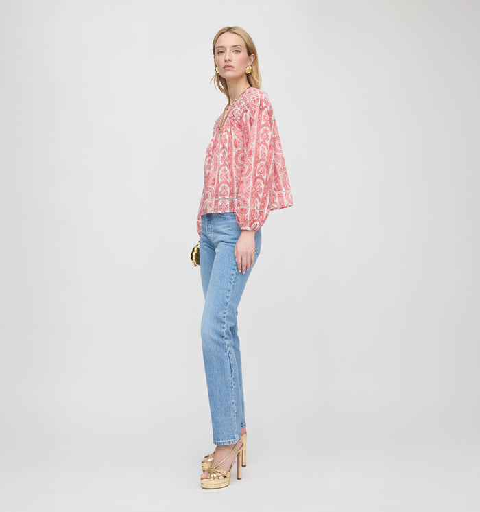 The Skye Top - Coral Corsica Paisley