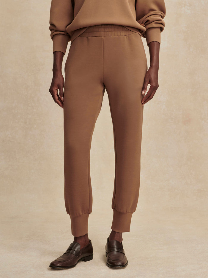 Golden Bronze|The Slim Cuff Pant 25 Golden Bronze in golden-bronze color, full-length pants with a slim cuff, front view.