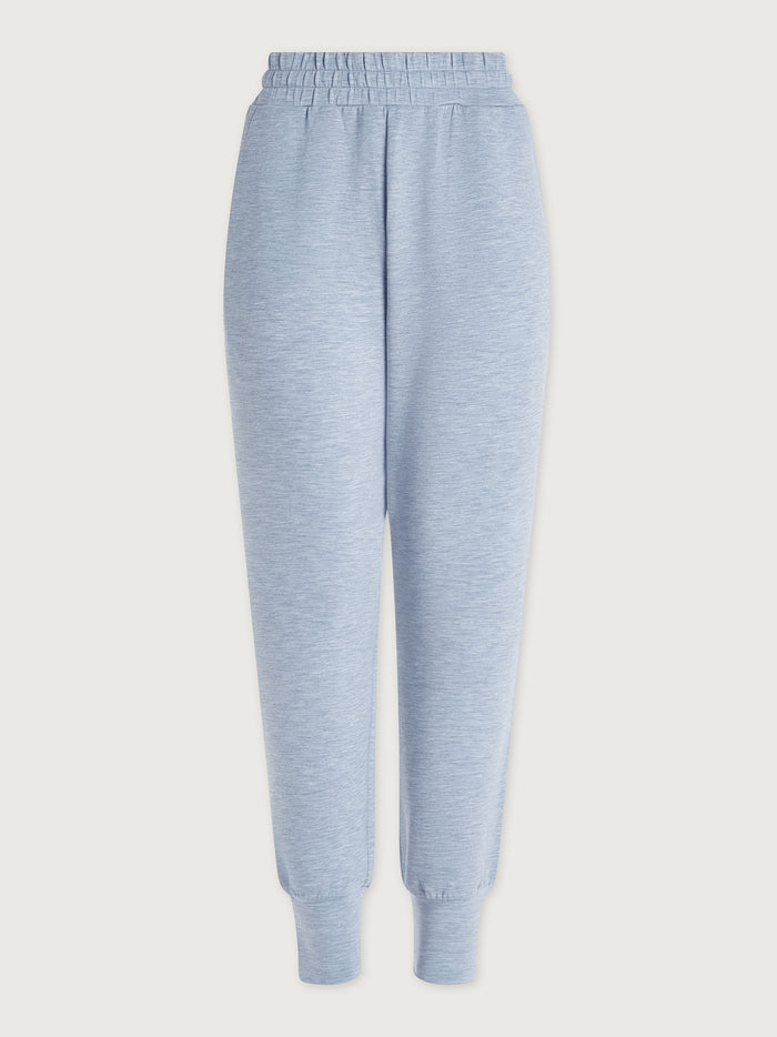 Mid Blue Marl|Front view of VAR01714 The Slim Cuff Pant in MidBlue Marl, a slim-fit pant with a cuffed hem.