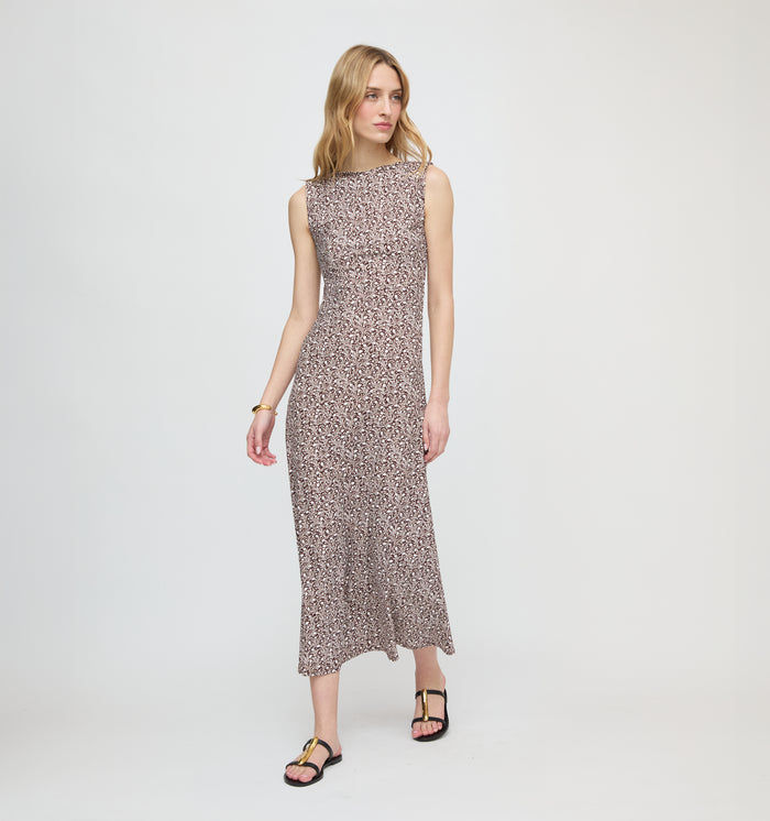 The Sloane Dress - Chocolate Ditsy Thistle