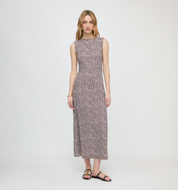 The Sloane Dress - Chocolate Ditsy Thistle