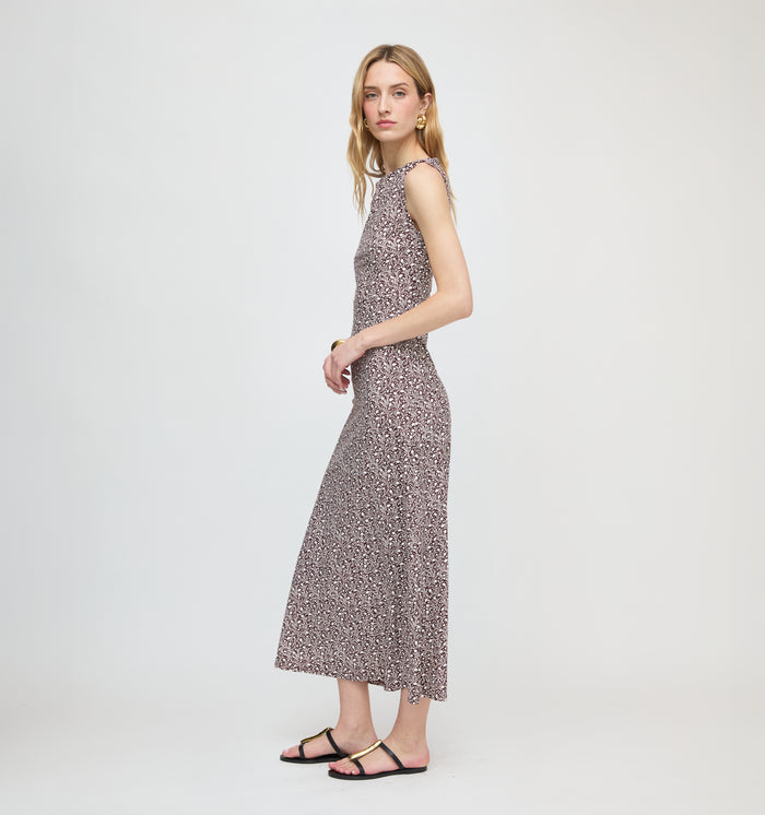 The Sloane Dress - Chocolate Ditsy Thistle