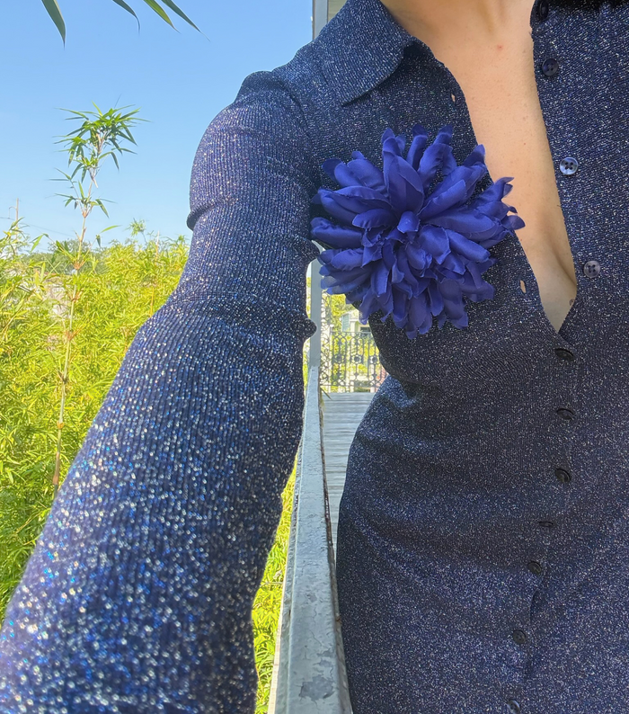 The Small Flower Pin - Cobalt