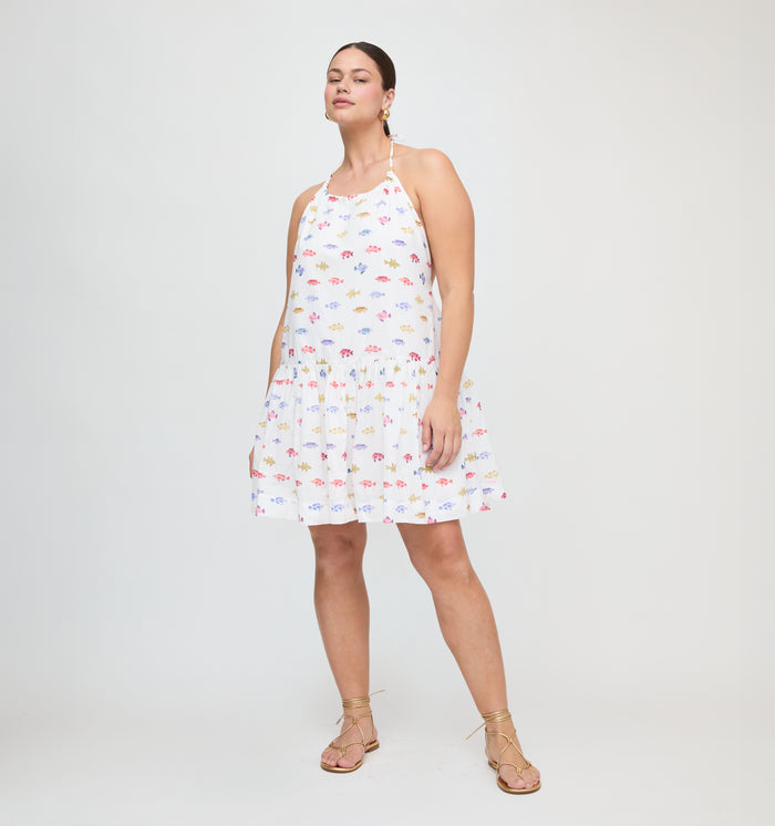 The Sol Tunic Dress - White Rainbow Fish