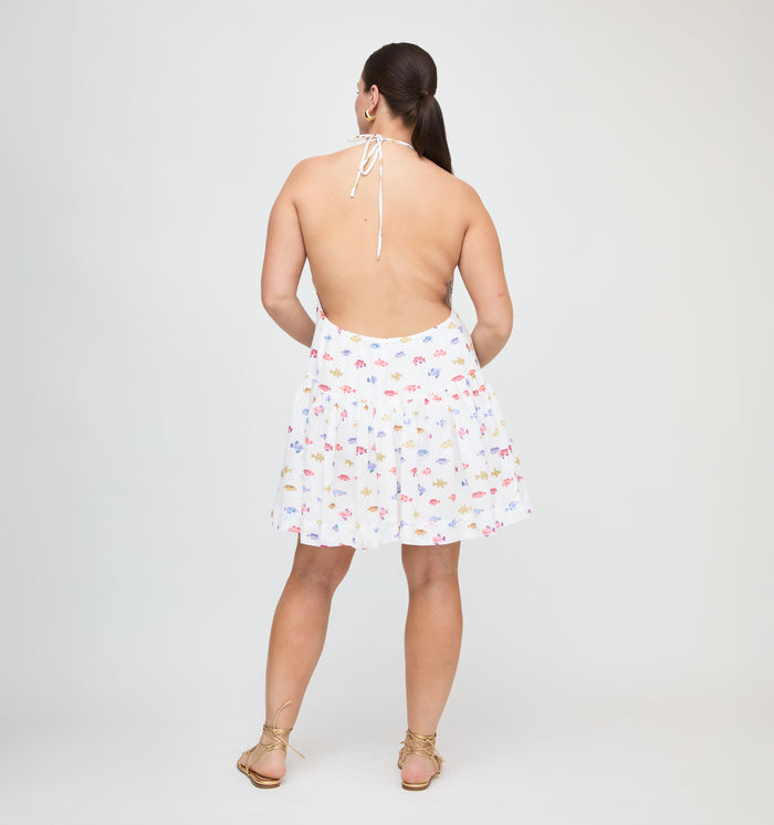 The Sol Tunic Dress - White Rainbow Fish