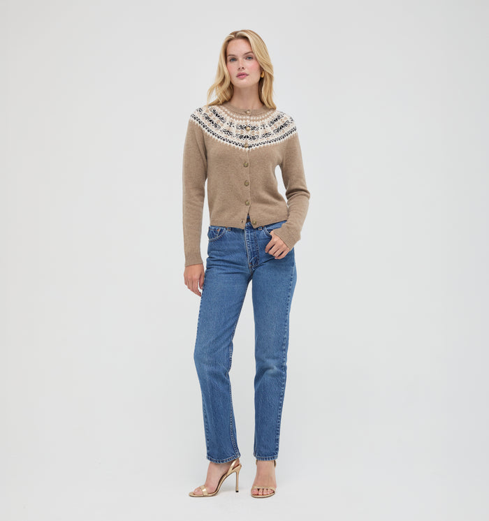 The Sonnet Cardigan - Thistle Fair Isle Taupe Marl