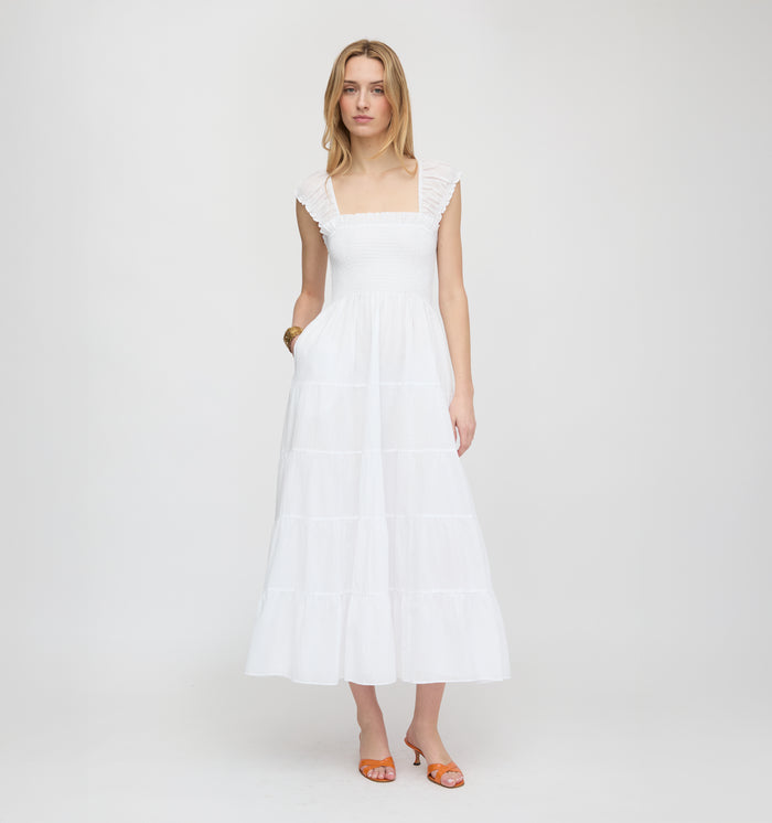 The Stella Nap Dress - White Shadow Stripe