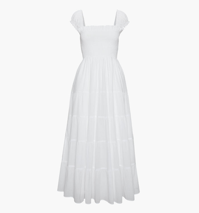 The Stella Nap Dress - White Shadow Stripe