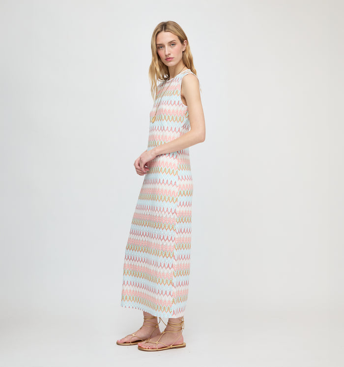 The Taytum Dress - White Multi Smooth Shimmer Knit