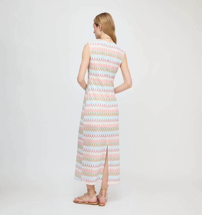 The Taytum Dress - White Multi Smooth Shimmer Knit