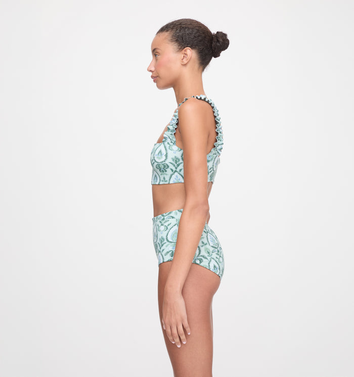 The Teagan Bikini Set - Green Palm Ikat