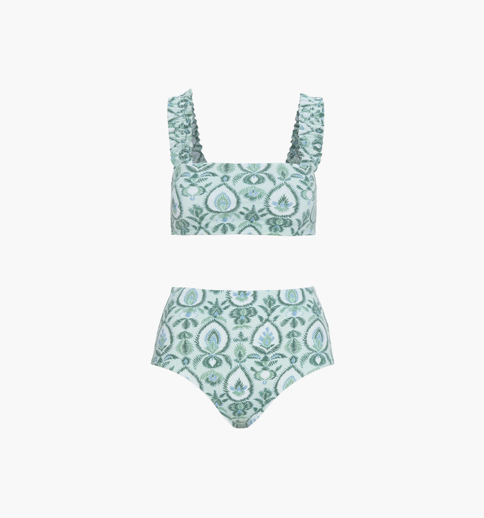 The Teagan Bikini Set - Green Palm Ikat