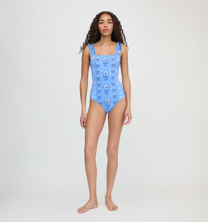 The Teagan One Piece - Blue Arcadia Border
