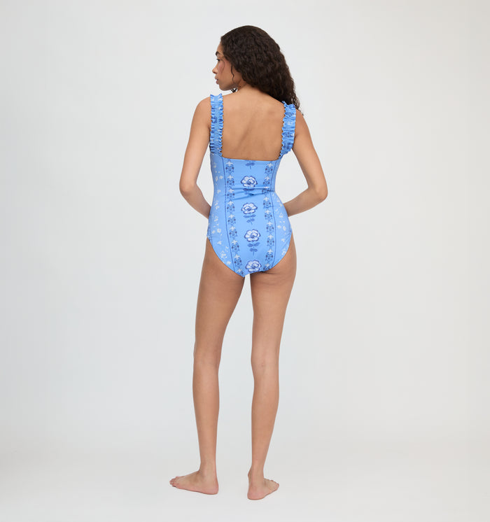 The Teagan One Piece - Blue Arcadia Border