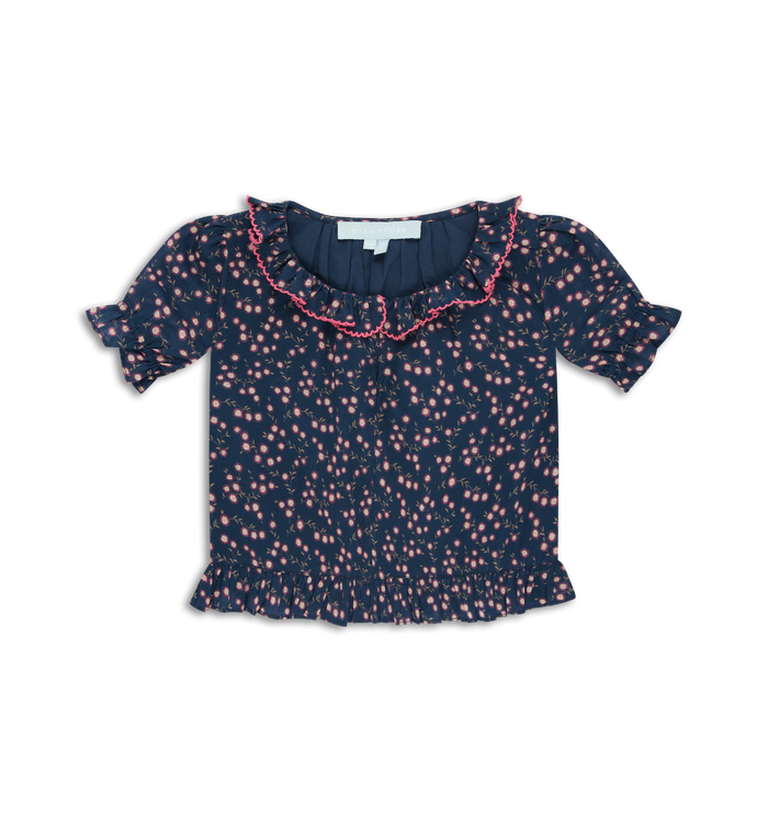 The Tiny Denver Top -  Daisy Ditsy Toss Navy
