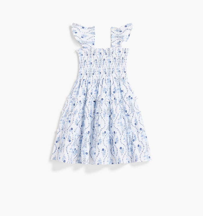 The Tiny Ellie Nap Dress - Blue Vine Stripe Cotton Poplin