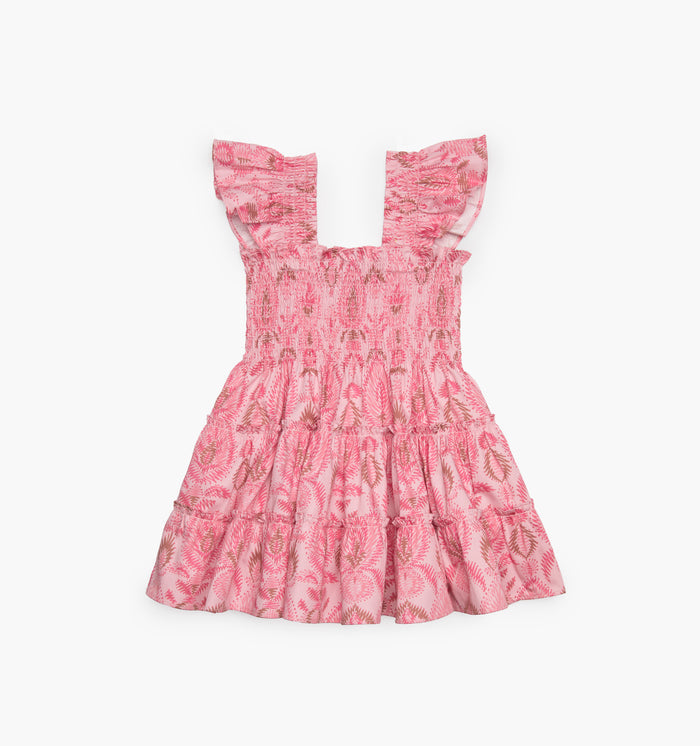 The Tiny Ellie Nap Dress - Pink Palm Ikat