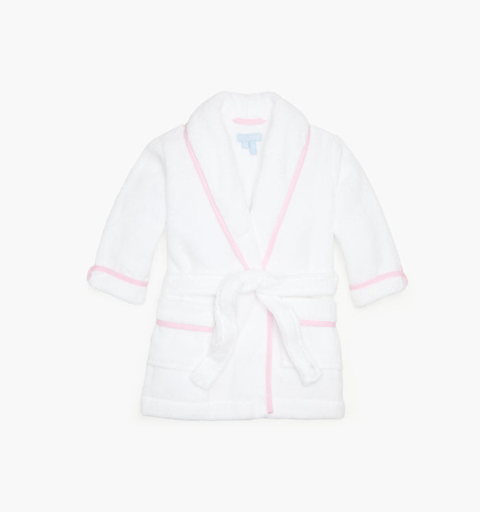 The Tiny Hotel Robe with Light Pink Piping color: white/light pink