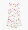 The Tiny Lala Short Set - White Rainbow Fish