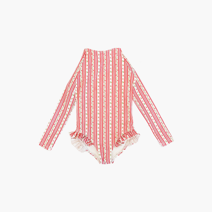 The Tiny Sora Rashguard - Pink Pansy Stripe