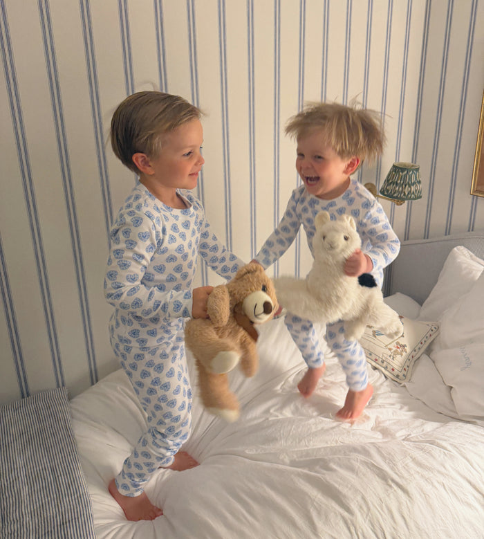 The Tiny Sully PJ Set - Blue Doily Heart
