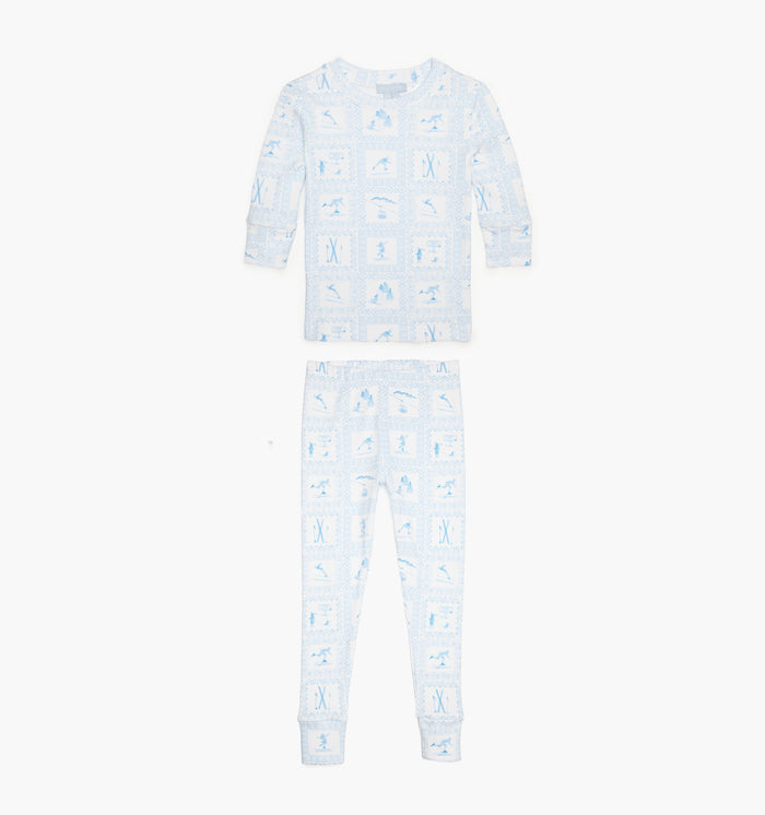 The Tiny Sully PJ Set in Blue Skiers Toile color:Blue Skiers Toile