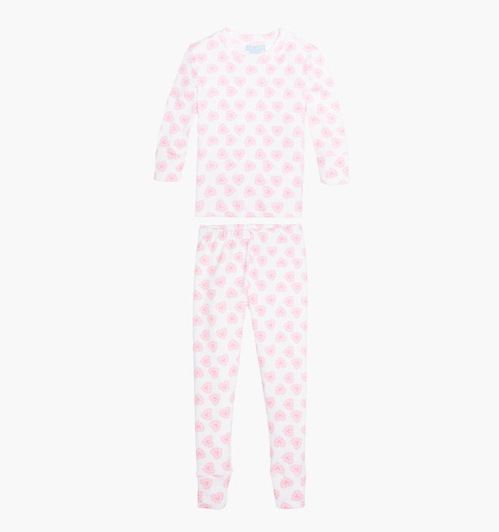 The Tiny Sully PJ Set - Pink Doily Heart