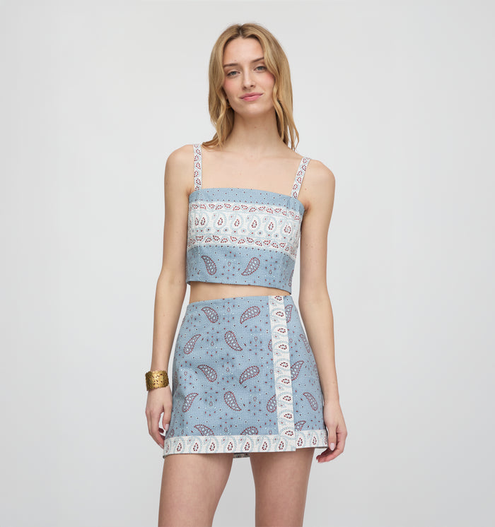 The Tyla Skirt - Dusty Blue Gemstone Mosaic Scarf
