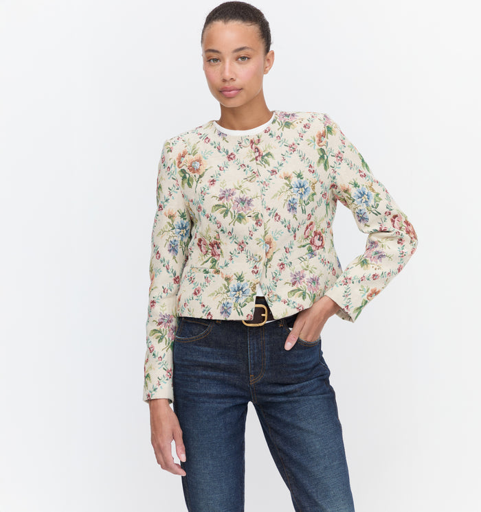 The Virginia Jacket in Tapestry Trellis Brocade color: Tapestry Trellis Brocade
