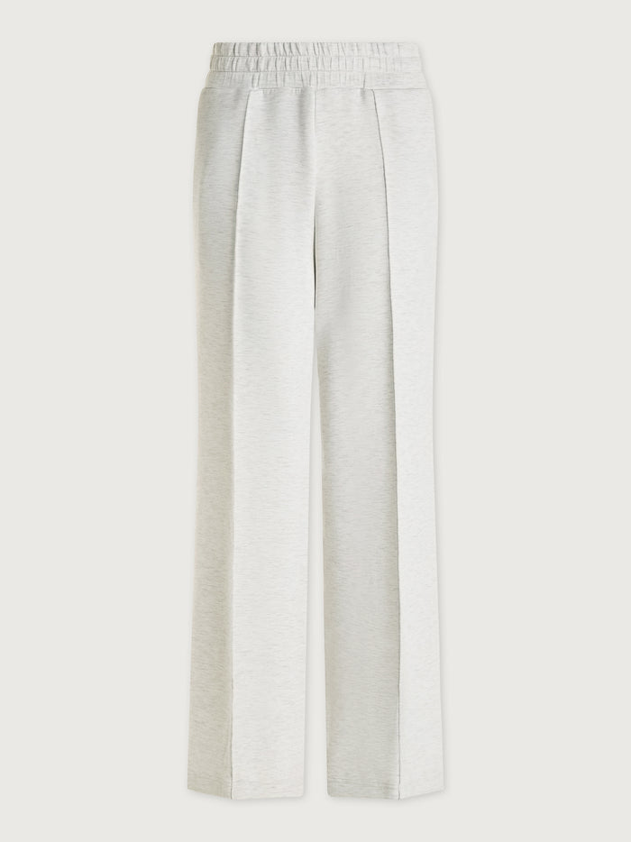 Ivory Marl|VAR02105 The Wide Leg Pant 30 Ivory Marl, full-length front view showcasing a relaxed wide-leg silhouette in ivory marl fabric.