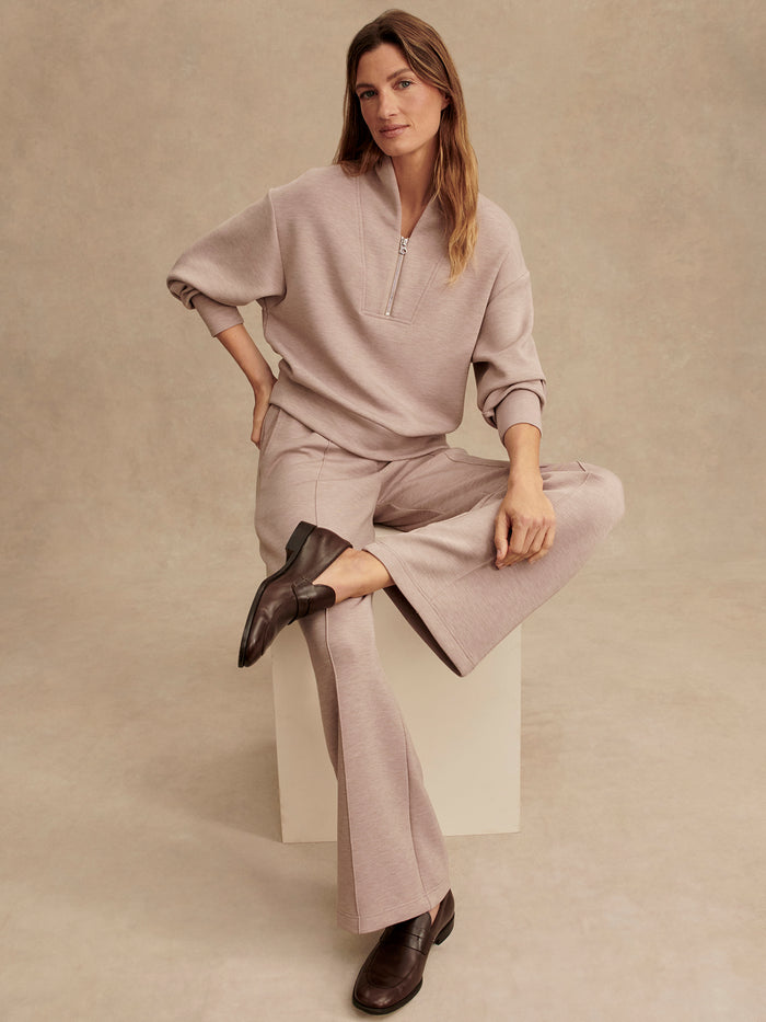 Taupe Marl|The Wide Leg Pant in Taupe Marl product shot, showcasing a relaxed wide-leg silhouette.