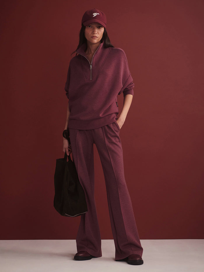 Sassafras Marl|Product photo of The Wide Leg Pant 32 Sassafras Marl in marled Sassafras green fabric, full-length silhouette.