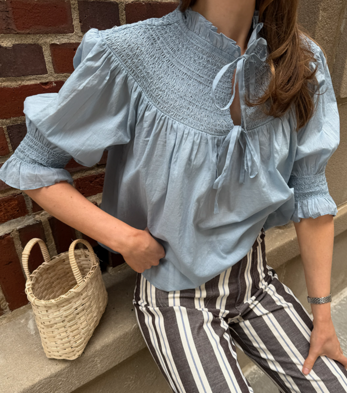 The Zinnia Top -  Dusty Blue