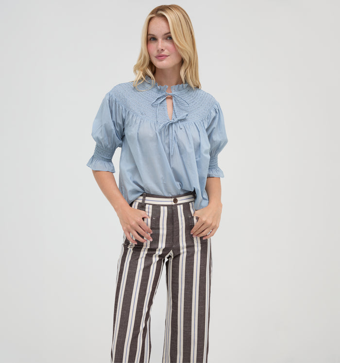 The Zinnia Top -  Dusty Blue