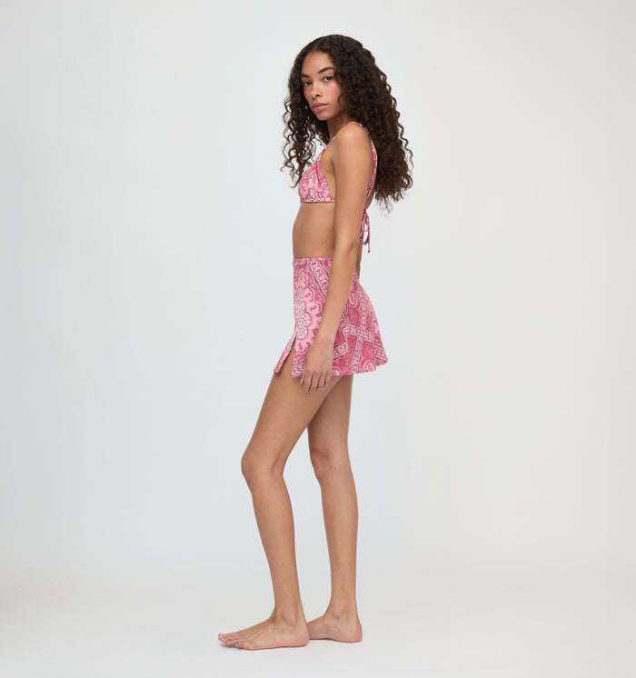 The Zuri Swim Skirt - Berry Paisley Scarf