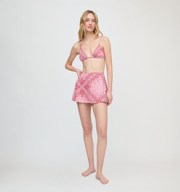 The Zuri Swim Skirt - Berry Paisley Scarf