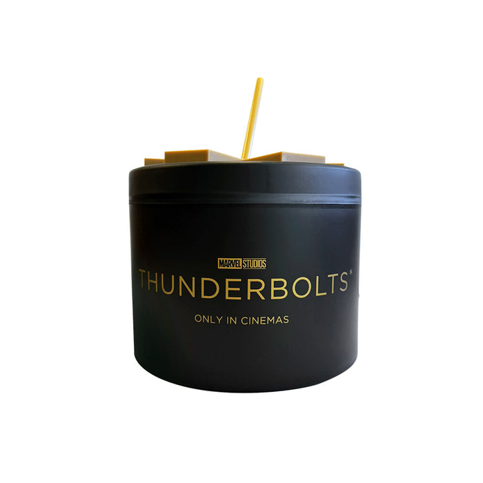 Thunderbolts* limited edition drink combo popcorn bucket shown from the front against a neutral background