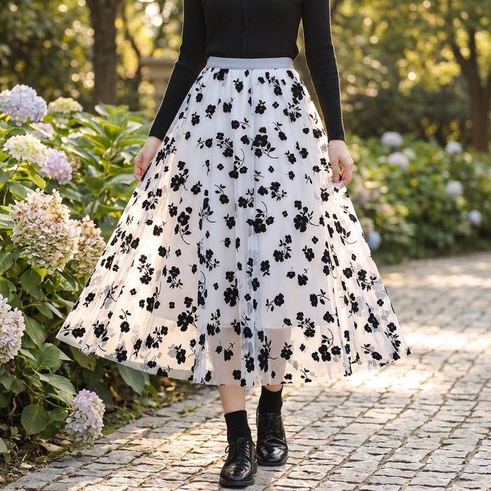 Tulle Hook Midi Skirt