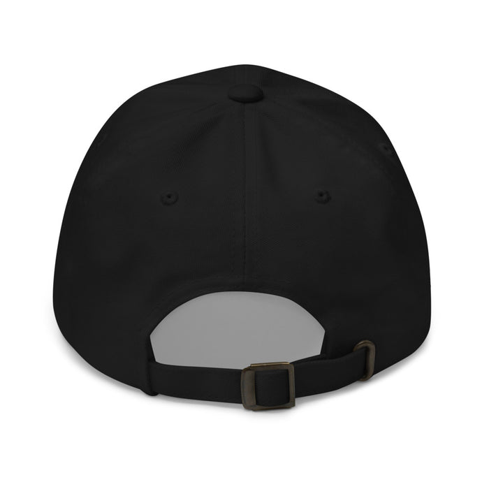 Side profile of the black Twisters dad hat on a neutral background