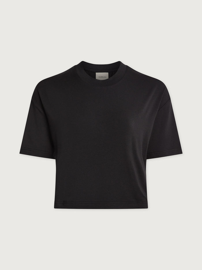 Black|Front-facing Venice Easy Tee Black, a black short-sleeve crew-neck tee with a relaxed fit.