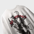 White premium oversized t-shirt with fantasy contrast print