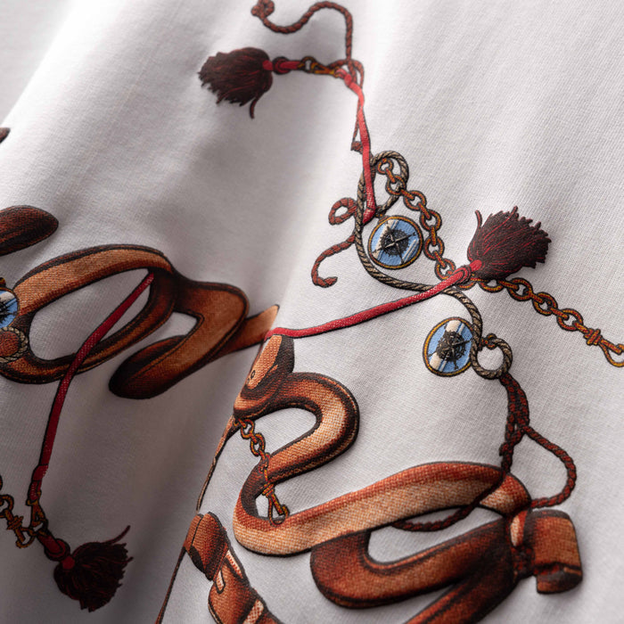 White Harnessed Puff Print T-Shirt